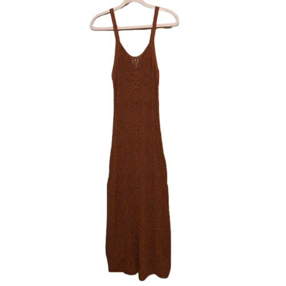 NWT House of Harlow Crochet Open Knit Tank Maxi Dress Medium Brown Boho Festival - Picture 3 of 8